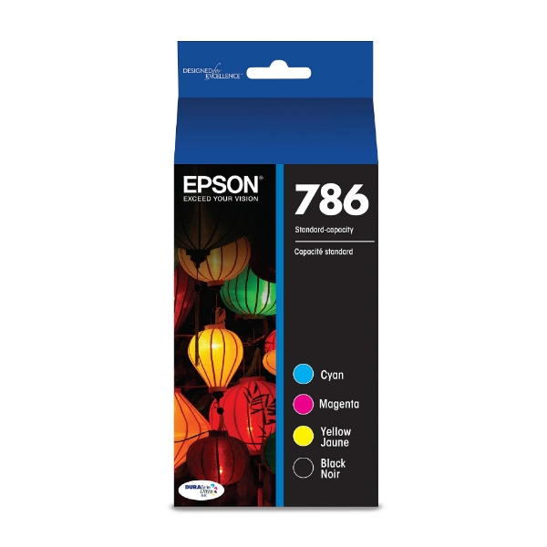 Epson 786 DURABrite Ultra Black and Color Ink Cartridges C/M/Y/K 4-Pack for WorkForce Pro WF-4630, WF-4640, WF-5110, WF-5190, WF-5620, WF-5690 - T786120-BCS