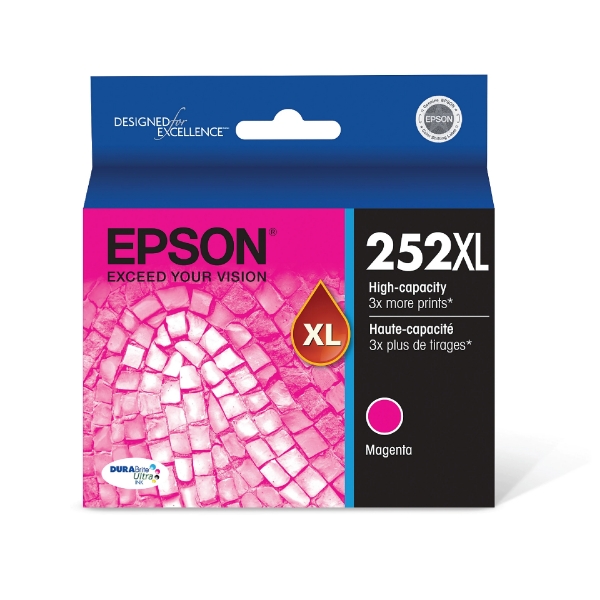 Epson 252XL DURABrite Ultra High Capacity Magenta Ink Cartridge for WorkForce WF-3620, WF-3640, WF-7110, WF-7210, WF-7610, WF-7620, WF-7710, WF-7720 - T252XL320-S