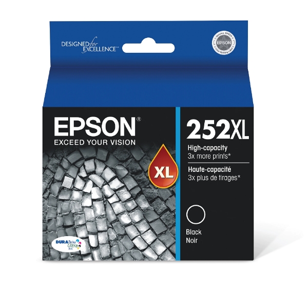 Epson 252XL DURABrite Ultra High Capacity Black Ink Cartridge for WorkForce WF-3620, WF-3640, WF-7110, WF-7210, WF-7610, WF-7620, WF-7710, WF-7720 - T252XL120-S