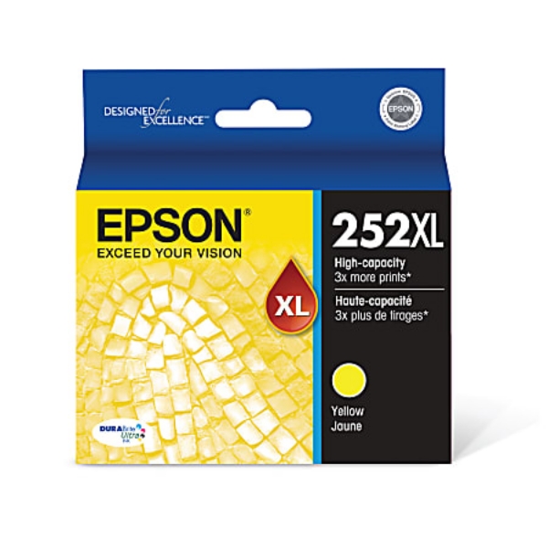 Epson 252XL DURABrite Ultra High Capacity Yellow Ink Cartridge for WorkForce WF-3620, WF-3640, WF-7110, WF-7210, WF-7610, WF-7620, WF-7710, WF-7720 - T252XL420-S