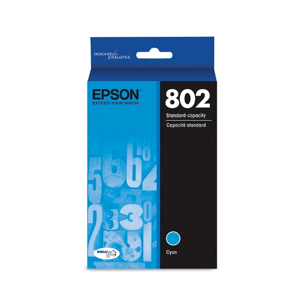Epson T802 DURABrite Ultra Cyan Ink Cartridgefor WorkForce Pro WF-4720, WF-4730, WF-4734, WF-4740, EC-4020, EC-4030, EC-4040 - T802220-S