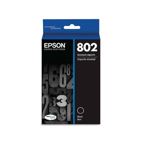 Epson T802 DURABrite Ultra Black Ink Cartridge for WorkForce Pro EC-4020, EC-4030, EC-4040, WF-4030, WF-4720, WF-4730, WF-4734, WF-4740 - T802120-S