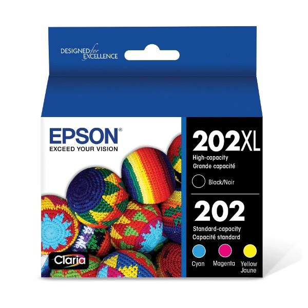 Epson 202XL Black High Capacity and Color Standard Capacity Ink Cartridges C/M/Y/XLK 4-Pack for WorkForce WF-2860 and Expression Home XP-5100 - T202XL-BCS	