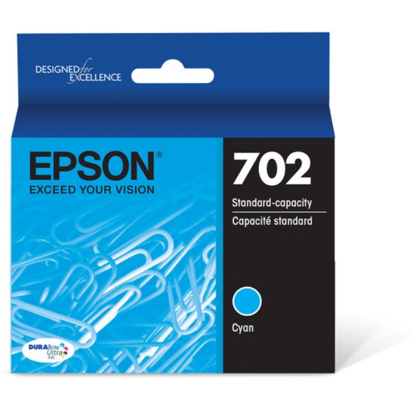 Epson T702 DURABrite Ultra Standard Capacity Cyan Ink Cartridge for WorkForce Pro WF-3720, WF-3733, WF-3730 - T702220-S	