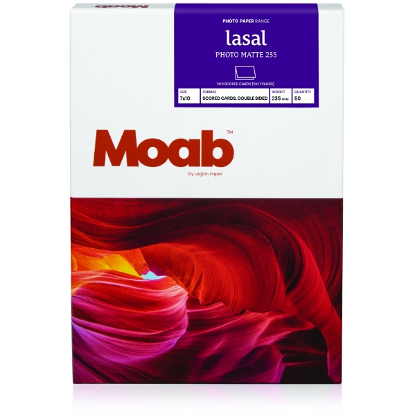 Moab Lasal Photo Matte 235gsm Scored Cards 7"x10" - 50 Scored Cards (no envelopes)	