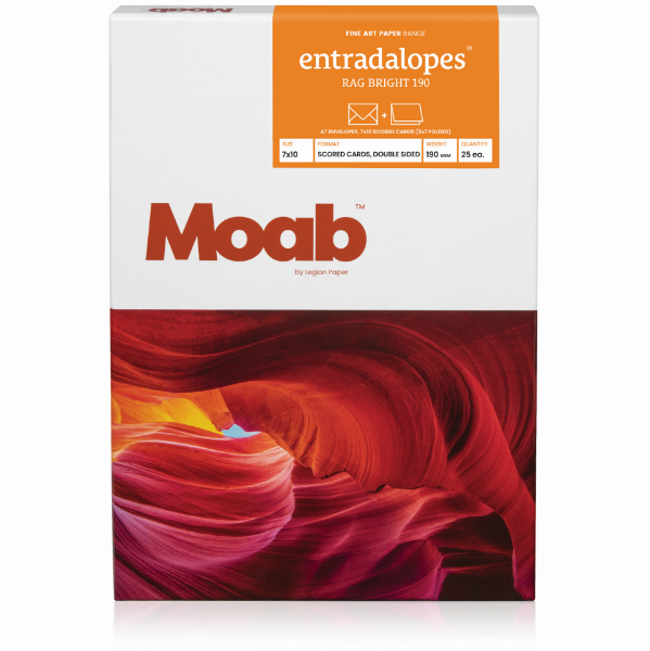 Moab Entradalopes Bright White 190gsm 7"x10" - 25 Cards/A7 Envelopes	