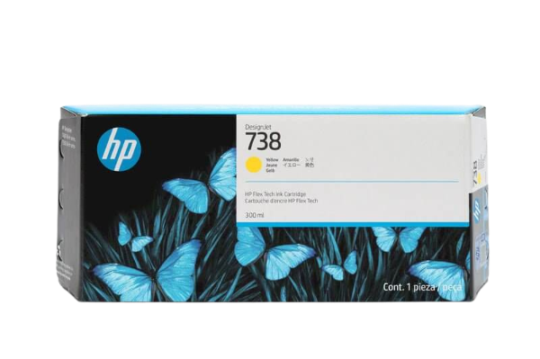 HP 738M 300-ml Yellow DesignJet Ink Cartridge for DesignJet XT870, XT950 - 676N1A