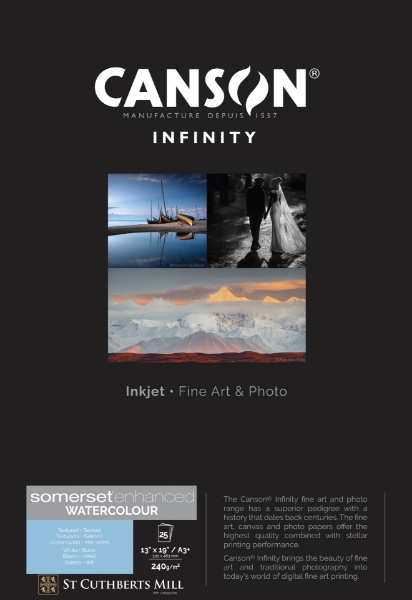 Canson Infinity Somerset Enhanced Watercolor 240gsm Matte 13"x19" - 25 Sheets