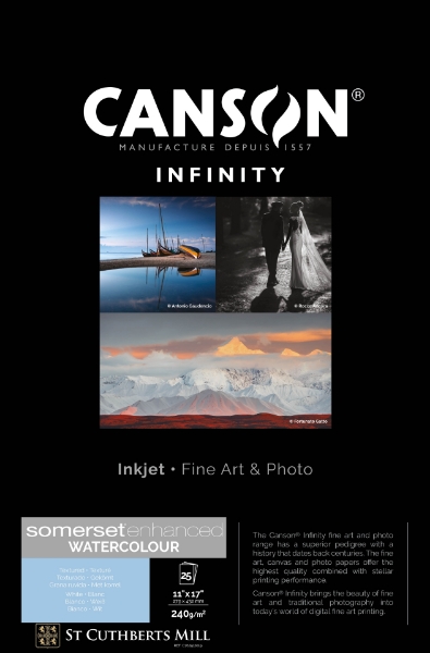 Canson Infinity Somerset Enhanced Watercolor 240gsm Matte 11"x17" - 25 Sheets