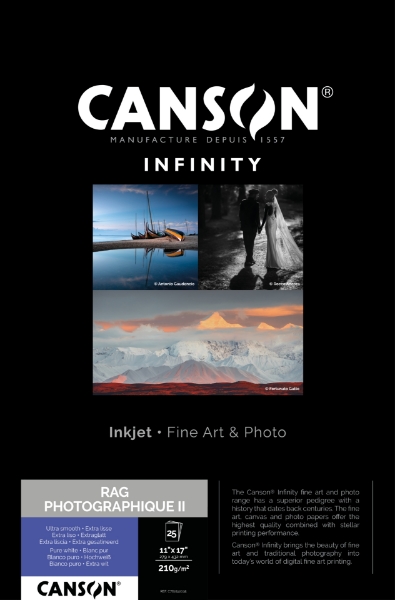 Canson Infinity Rag Photographique II 210gsm Matte 11"x17" - 25 Sheets