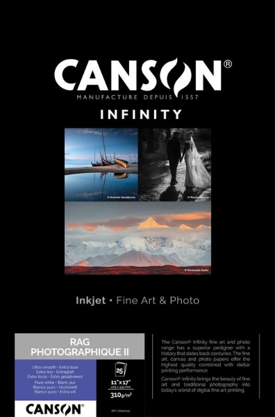 Canson Infinity Rag Photographique II 310gsm Matte 11"x17" - 25 Sheets