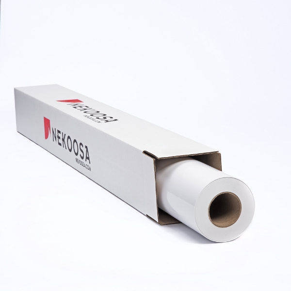 Nekoosa 8mil Hi-Stat Gloss White Static Cling Vinyl with 90# PE-Coated Layflat Liner 60"x150' Roll