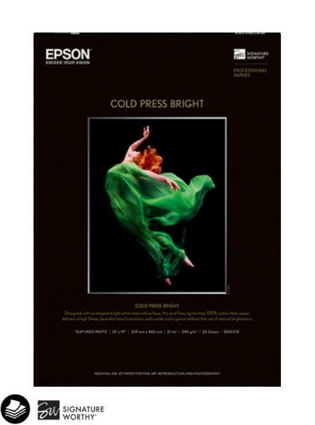 EPSON Cold Press Bright 340gsm 17"x22" 25 Sheets