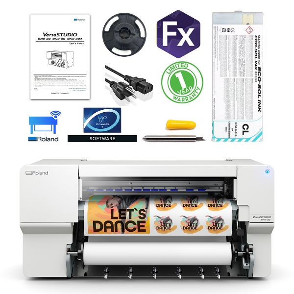 Roland VersaSTUDIO BN2-30 30" Desktop Eco-Solvent CMYK + White Printer with Cutter