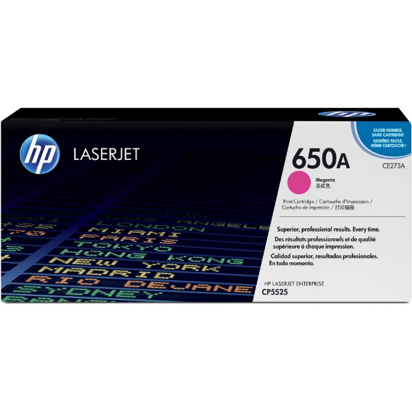 HP 650A Magenta Original LaserJet Toner Cartridge for CP5525, M750 - CE273A