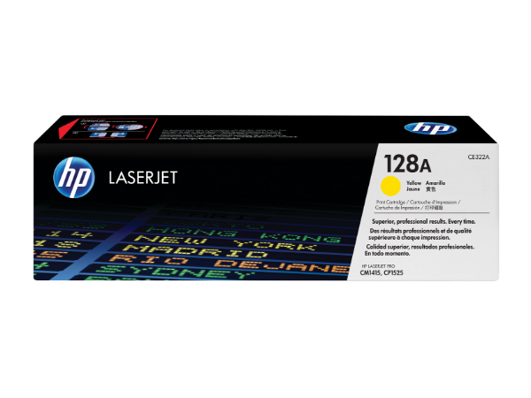 HP 128A Yellow Original LaserJet Toner Cartridge for CM1415, CP1525 - CE322A