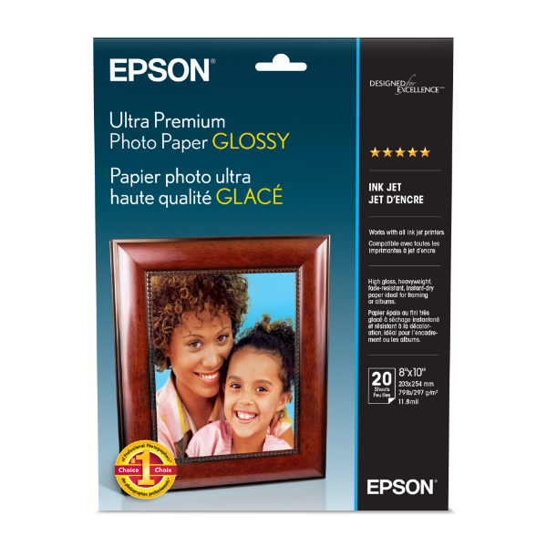 EPSON Ultra Premium Photo Paper Glossy 297gsm 8"x10" - 20 Sheets
