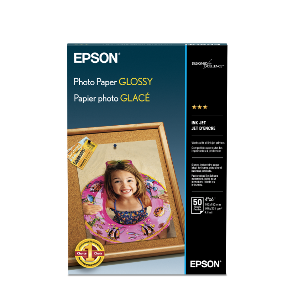 EPSON Photo Paper Glossy, Borderless 4"x6" - 50 sheets