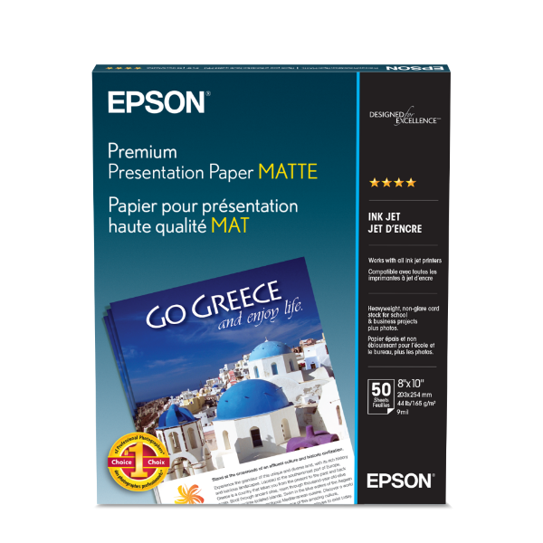 EPSON Premium Presentation Paper Matte 8"x10" - 50 Sheets