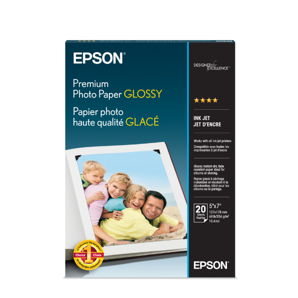 EPSON Premium Photo Paper Glossy Borderless 252gsm 5"x7" - 20 Sheets