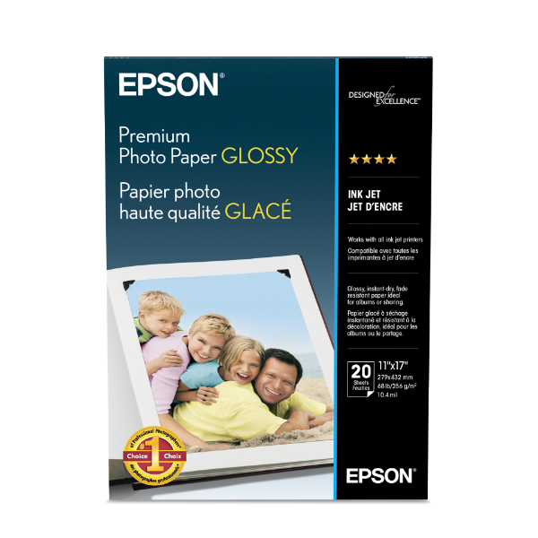 EPSON Premium Photo Paper Glossy 252gsm 11"x17" - 20 Sheets