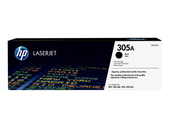 HP 305A Black Original LaserJet Toner Cartridge for LaserJet Pro 300, 300 mfp, 400, 400 mfp - CE410A