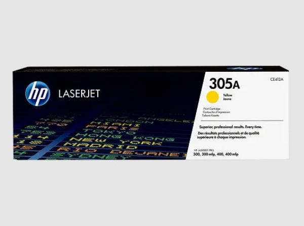 HP 305A Yellow Original LaserJet Toner Cartridge for LaserJet Pro 300, 300 mfp, 400, 400 mfp - CE412A