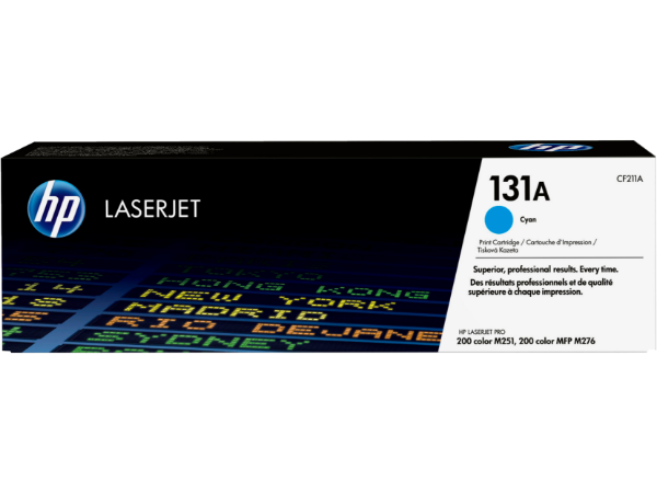 HP 131A Cyan Original LaserJet Toner Cartridge for LaserJet Pro 200 color M251, 200 color MFP M276 - CF211A