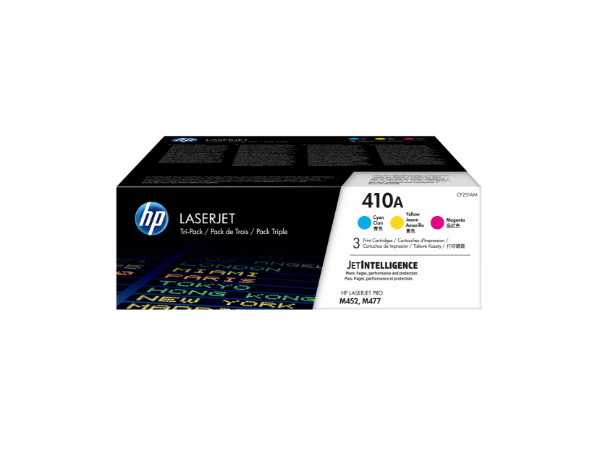 HP 410A 3-pack Cyan, Magenta, Yellow Original LaserJet Toner Cartridges for M452, M477 - CF251AM