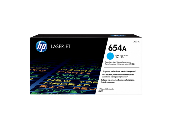 HP 654A Cyan Original LaserJet Toner Cartridge for M651 - CF331A