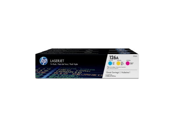 HP 126A 3-pack Cyan/Magenta/Yellow Original LaserJet Toner Cartridges for CP 1025, CP1025nw - CF341A