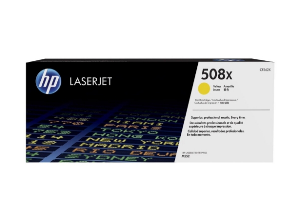 HP 508X High Yield Yellow Original LaserJet Toner Cartridge for M552, M553, MFP M577 - CF362X